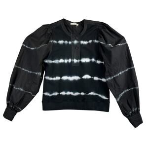 Ulla Johnson Kyra Tie-Dye Puff Sleeve Henley Sweatshirt Size Small